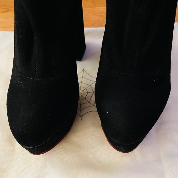 New Platform block heel black suede Charlotte Olympia black booties 39.5 - Picture 5 of 12